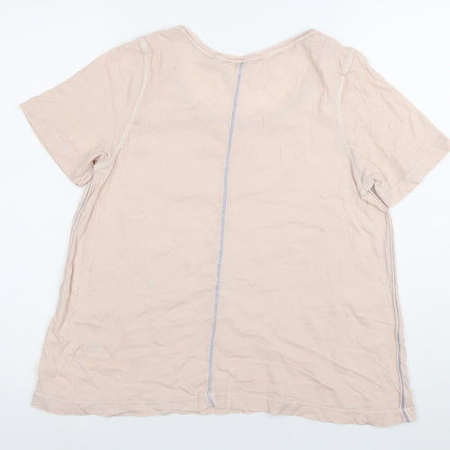 Wallis Stuff Womens Pink Cotton Scoop Neck T-Shirt Size 10