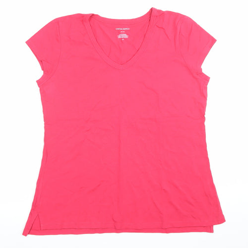 Cynthia Rowley Women’s Pink V-Neck Short Sleeve Cotton Modal T-Shirt L