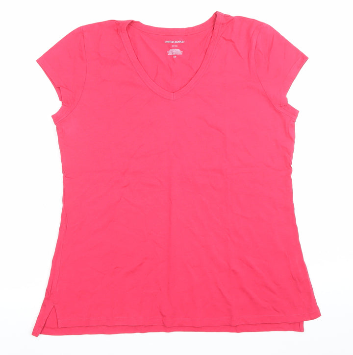 Cynthia Rowley Women’s Pink V-Neck Short Sleeve Cotton Modal T-Shirt L