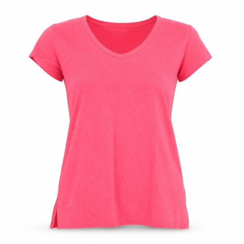 Cynthia Rowley Women’s Pink V-Neck Short Sleeve Cotton Modal T-Shirt L