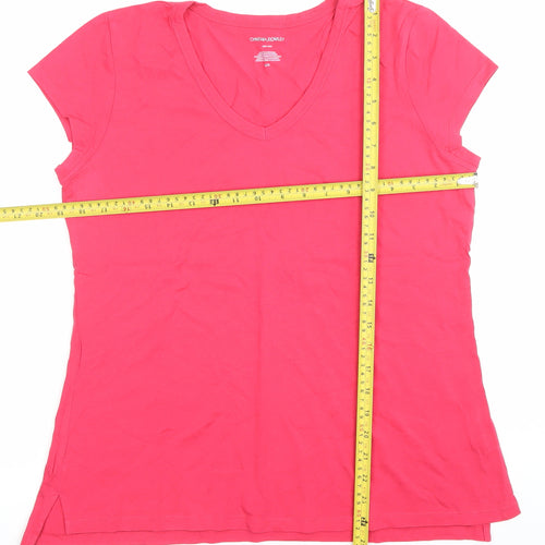 Cynthia Rowley Women’s Pink V-Neck Short Sleeve Cotton Modal T-Shirt L