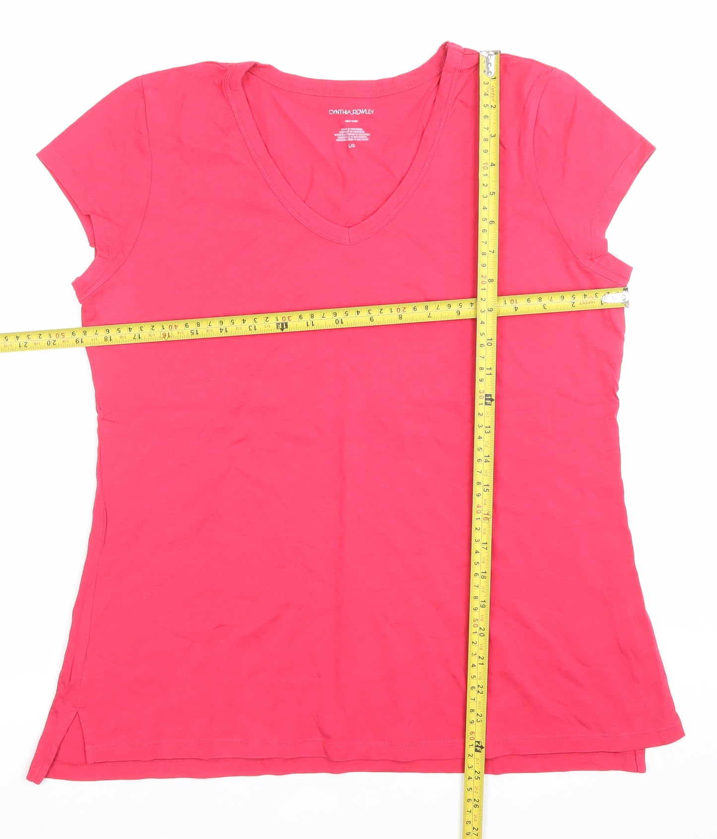 Cynthia Rowley Women’s Pink V-Neck Short Sleeve Cotton Modal T-Shirt L