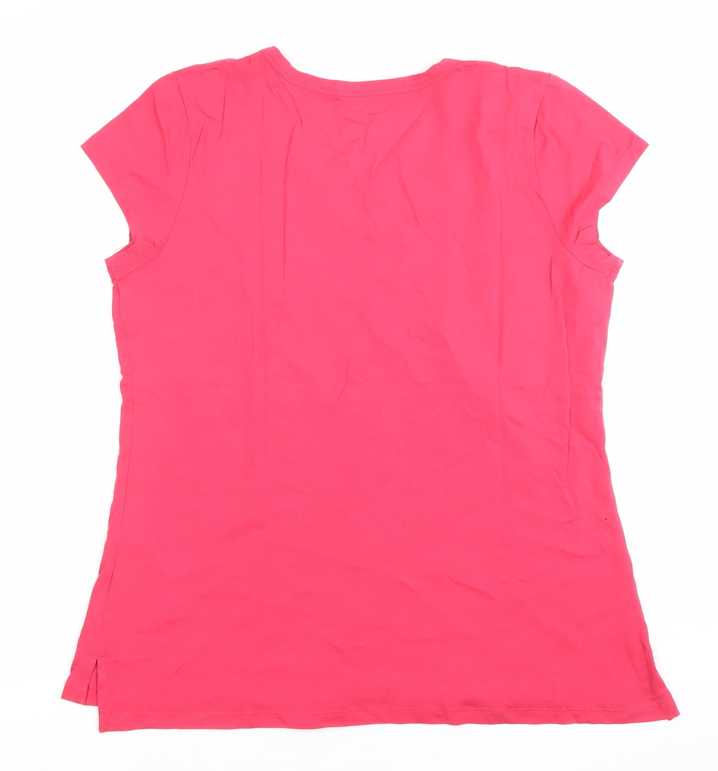 Cynthia Rowley Women’s Pink V-Neck Short Sleeve Cotton Modal T-Shirt L