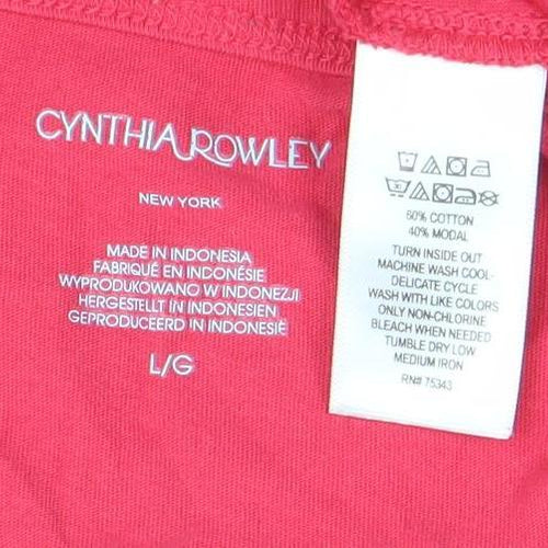 Cynthia Rowley Women’s Pink V-Neck Short Sleeve Cotton Modal T-Shirt L