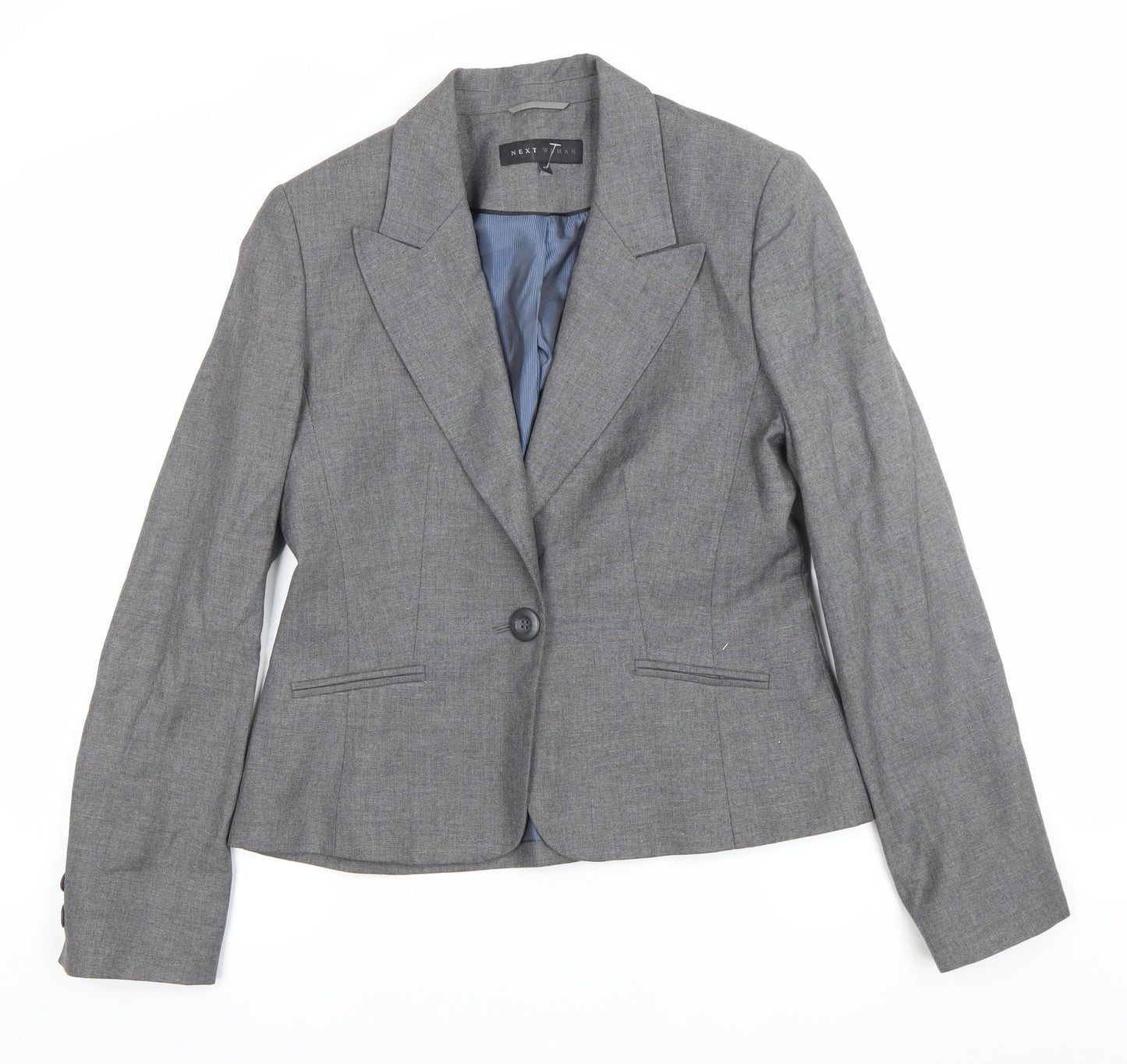 Next Women Grey Size 12 Classic Single-Breasted Suit Jacket