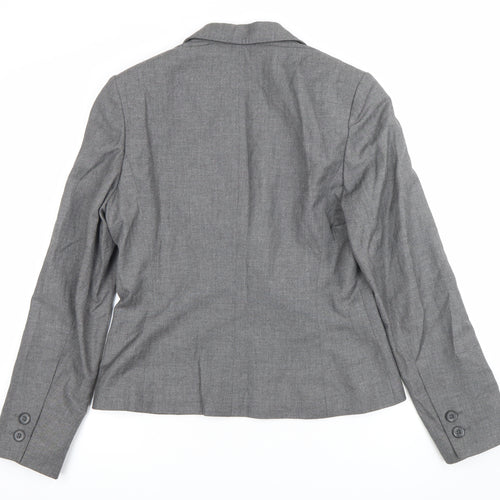 Next Women Grey Size 12 Classic Single-Breasted Suit Jacket
