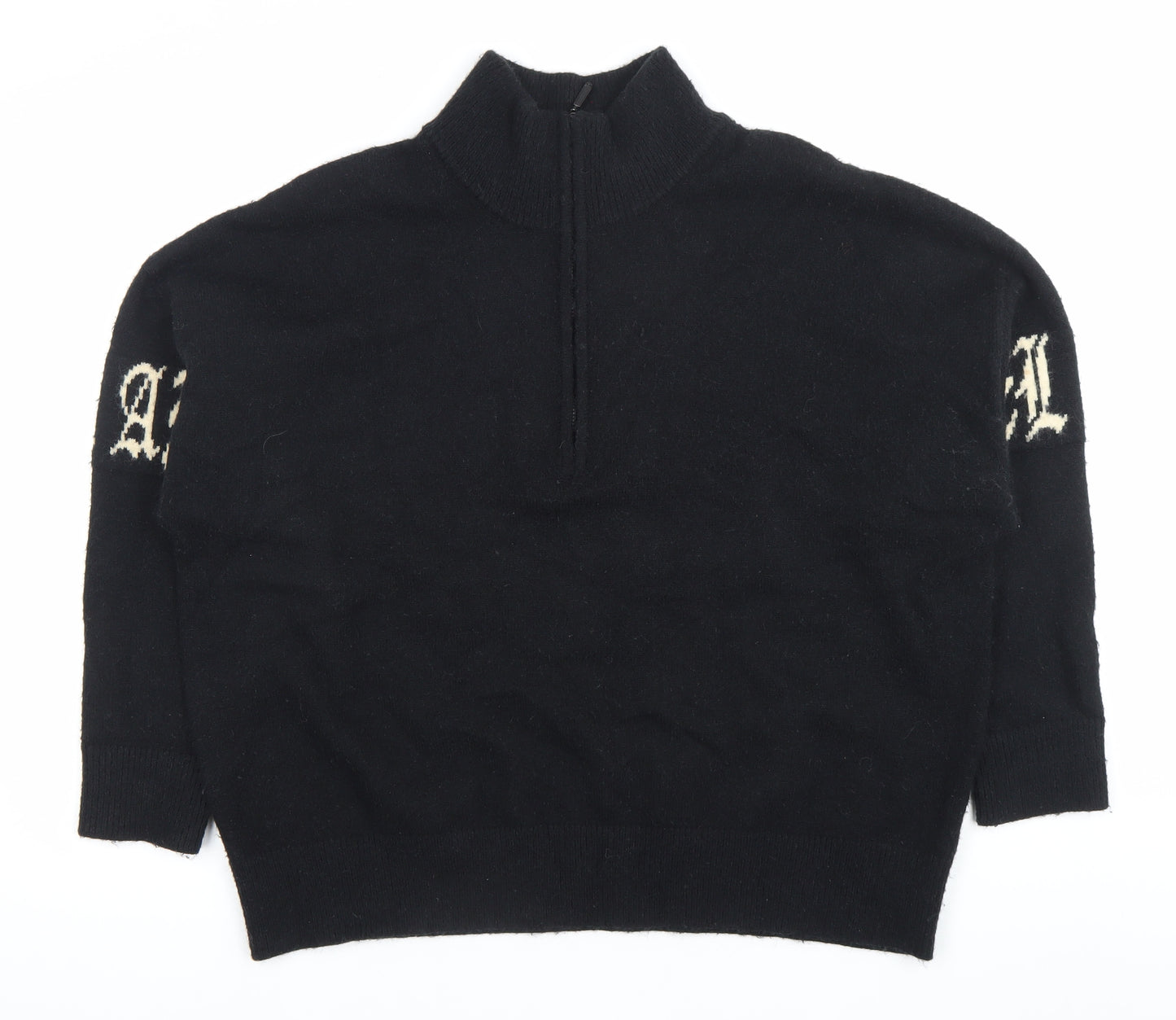 Motel Womens Black Gothic Mock Neck Zip Pullover Jumper Size S