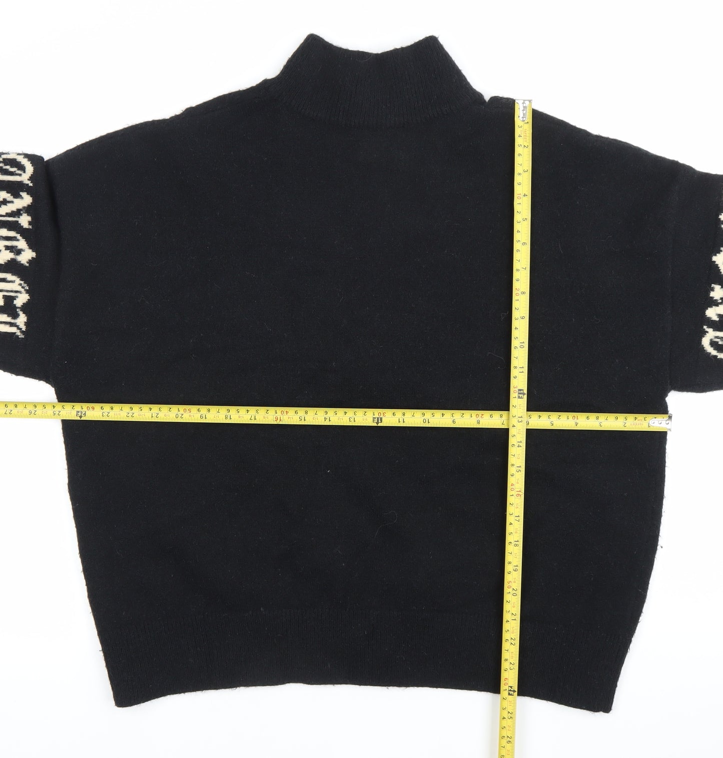 Motel Womens Black Gothic Mock Neck Zip Pullover Jumper Size S