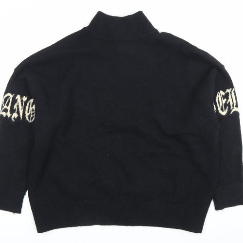 Motel Womens Black Gothic Mock Neck Zip Pullover Jumper Size S