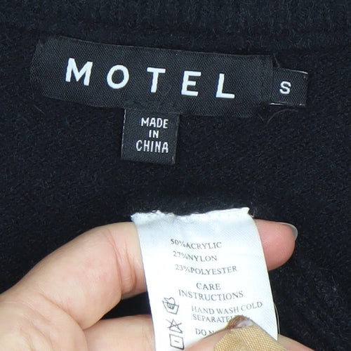 Motel Womens Black Gothic Mock Neck Zip Pullover Jumper Size S