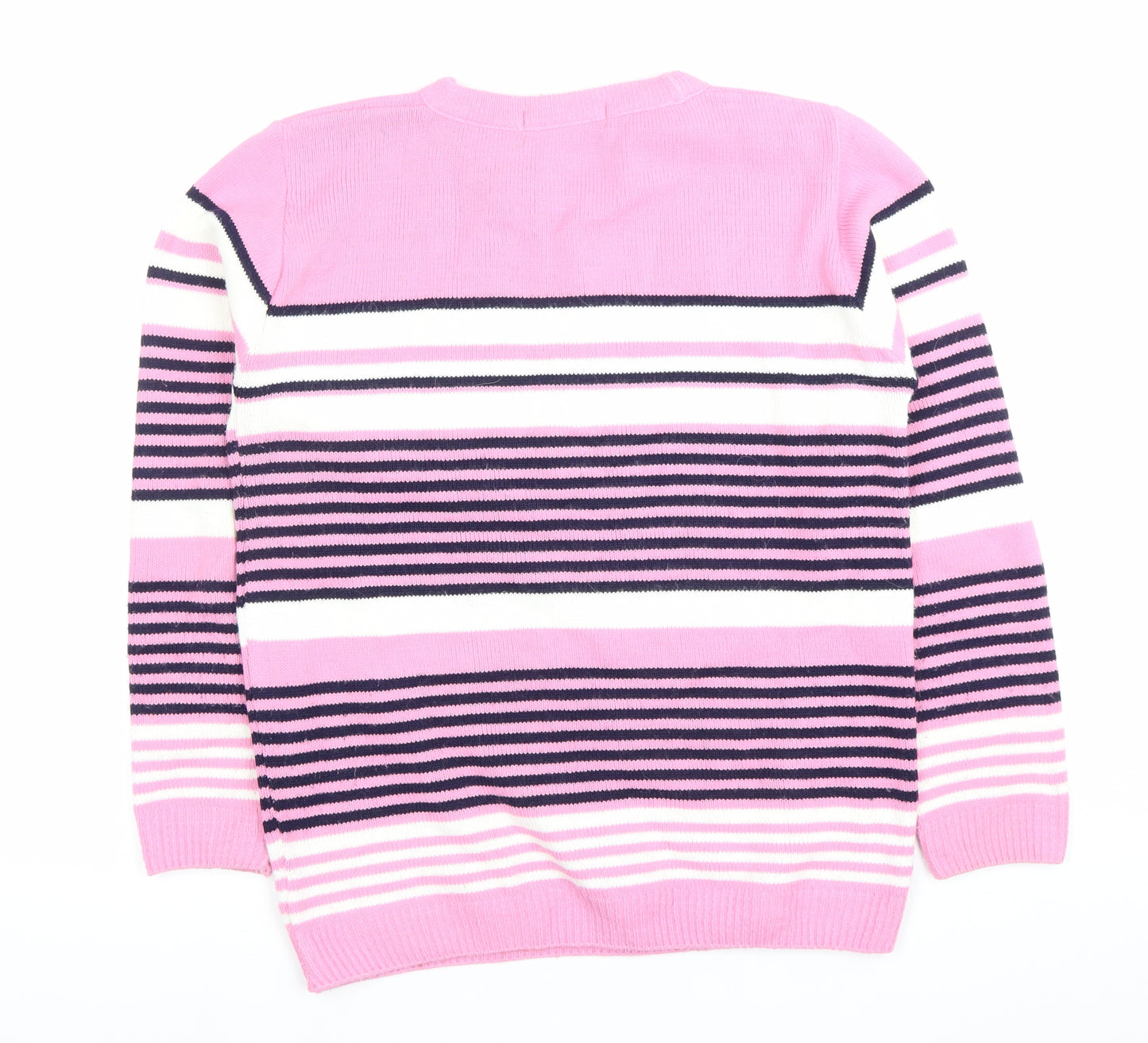 Pure & Natural Womens Pink Striped Pullover Jumper M Long Sleeve Knit