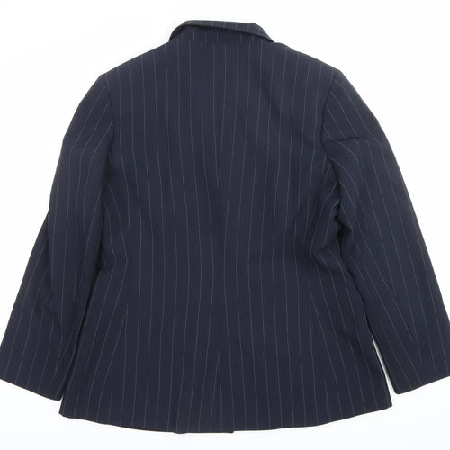 Marks and Spencer Women Blue Pinstripe Blazer Size 16 Classic Fit