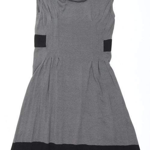 Betty Jackson Black Womens Grey Black Size 16 A-Line Knee Length Dress