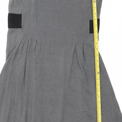 Betty Jackson Black Womens Grey Black Size 16 A-Line Knee Length Dress