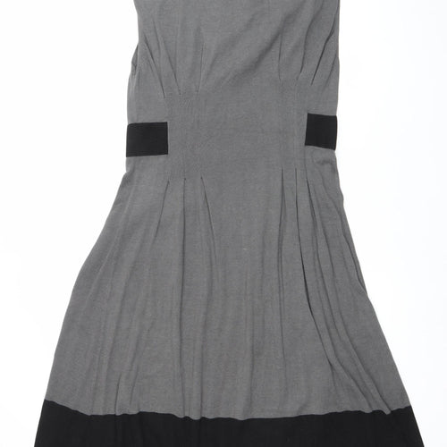 Betty Jackson Black Womens Grey Black Size 16 A-Line Knee Length Dress