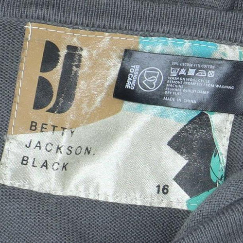 Betty Jackson Black Womens Grey Black Size 16 A-Line Knee Length Dress