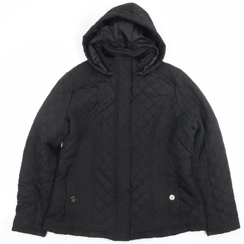 Jack Wills Womens Black Quilted Hooded Jacket Size S Regular
