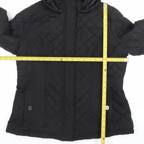 Jack Wills Womens Black Quilted Hooded Jacket Size S Regular