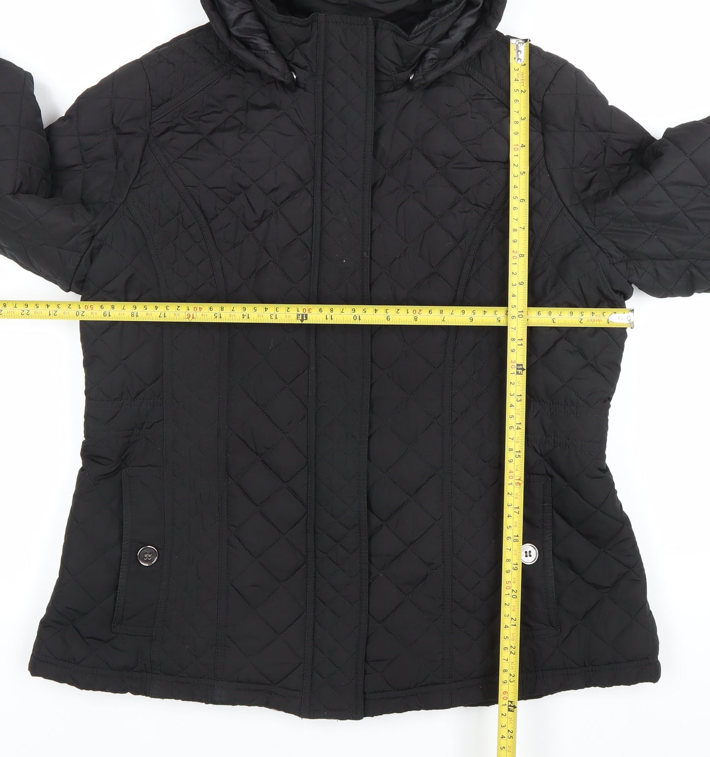 Jack Wills Womens Black Quilted Hooded Jacket Size S Regular