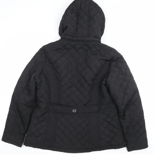 Jack Wills Womens Black Quilted Hooded Jacket Size S Regular