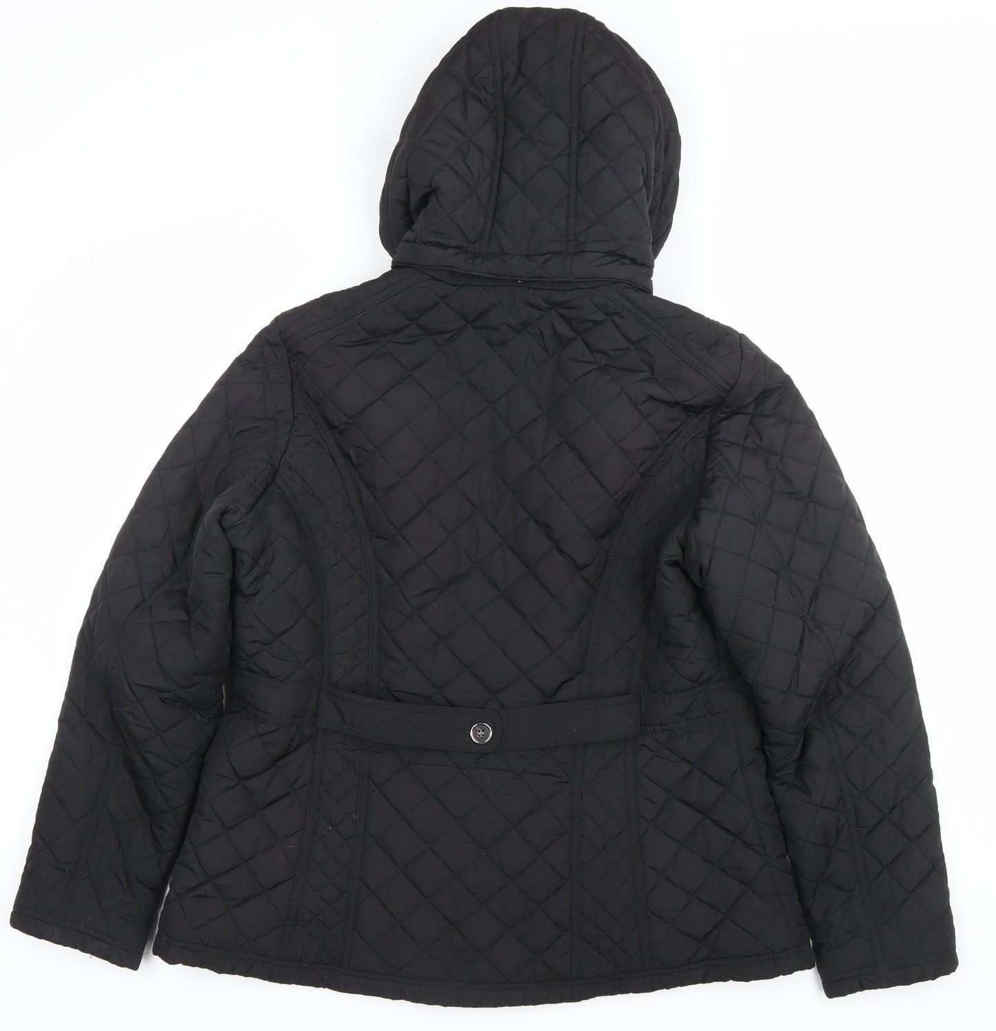Jack Wills Womens Black Quilted Hooded Jacket Size S Regular