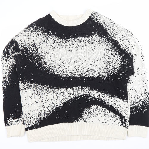 Zara Women’s Black & White L Pullover Jumper Crew Neck Knit