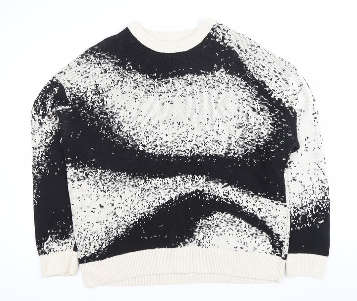 Zara Women’s Black & White L Pullover Jumper Crew Neck Knit