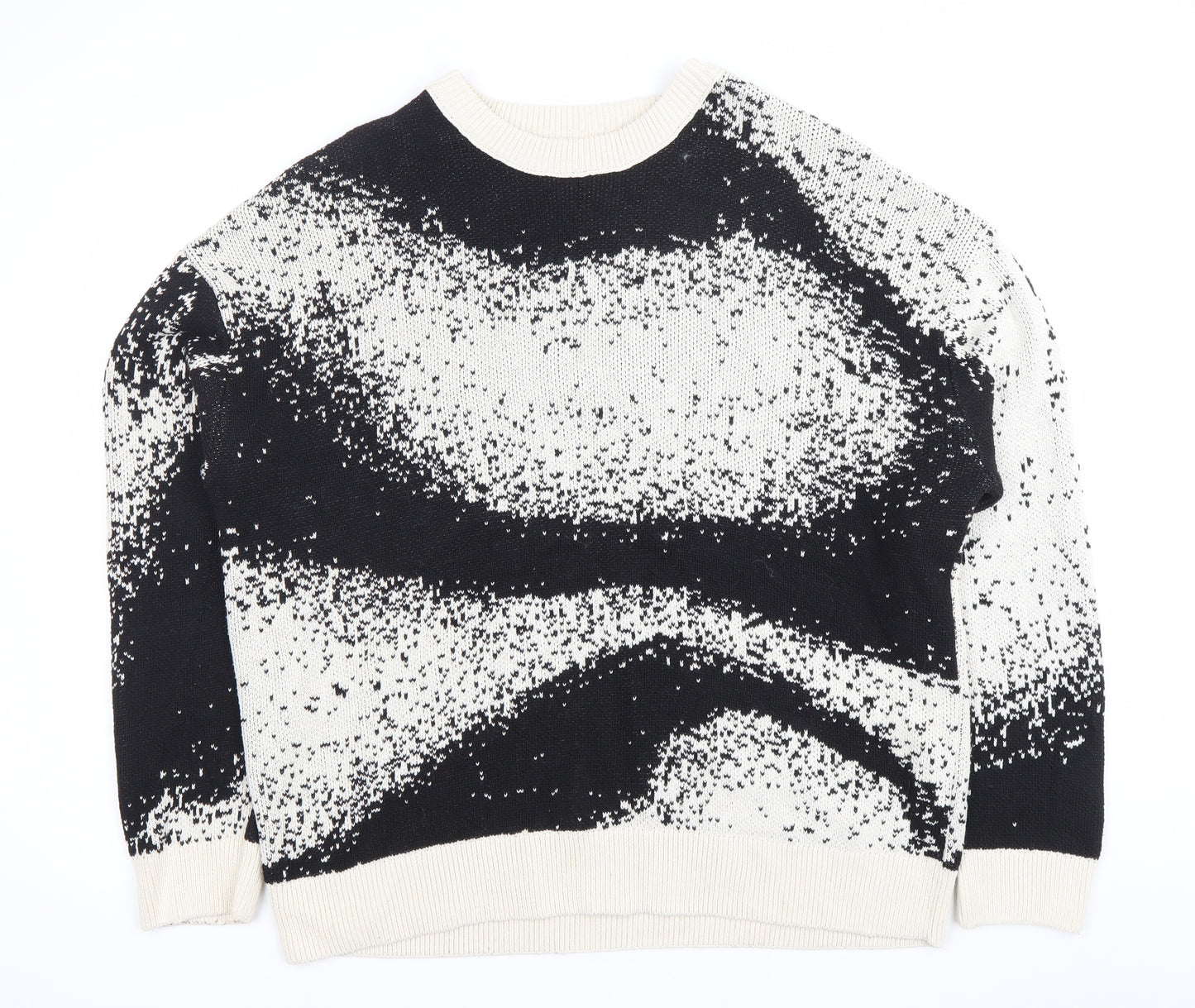 Zara Women’s Black & White L Pullover Jumper Crew Neck Knit