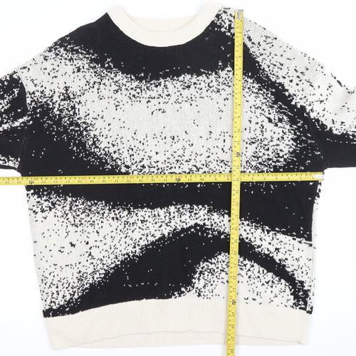 Zara Women’s Black & White L Pullover Jumper Crew Neck Knit
