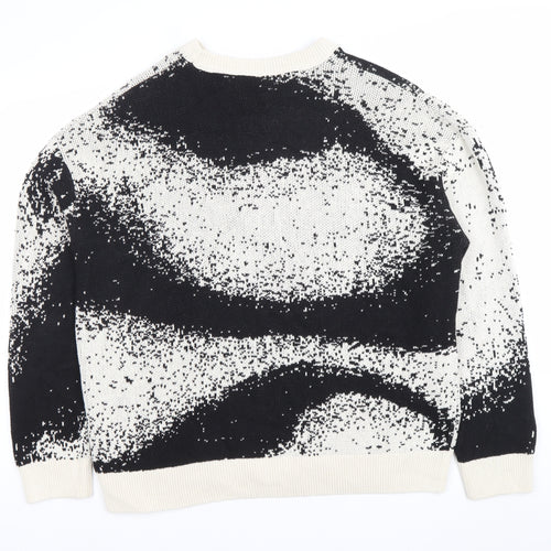 Zara Women’s Black & White L Pullover Jumper Crew Neck Knit