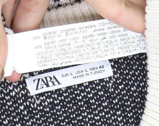 Zara Women’s Black & White L Pullover Jumper Crew Neck Knit