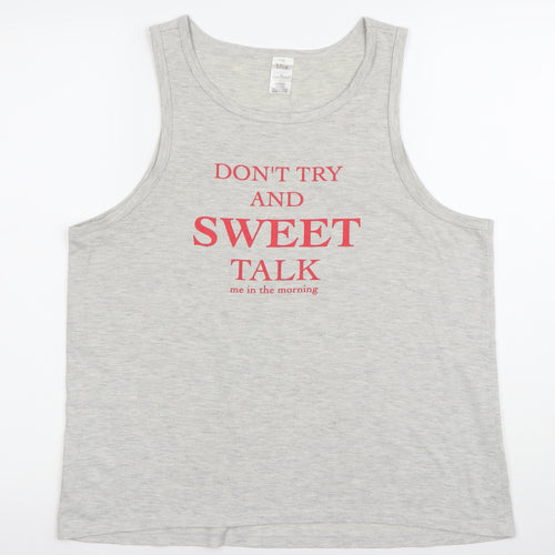 Mix Womens Grey Tank Top Medium Scoop Neck Graphic Summer Casual