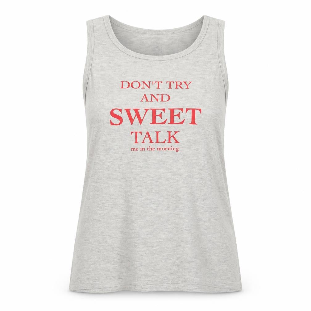 Front view of Mix women’s grey tank top medium scoop neck graphic summer casual