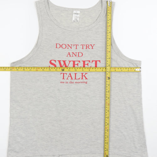 Mix Womens Grey Tank Top Medium Scoop Neck Graphic Summer Casual
