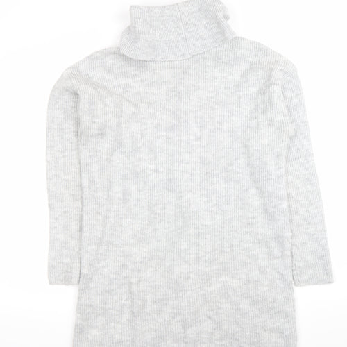 Lipsy Women’s Grey Cable Knit Roll Neck Long Sleeve Tunic Jumper UK 10