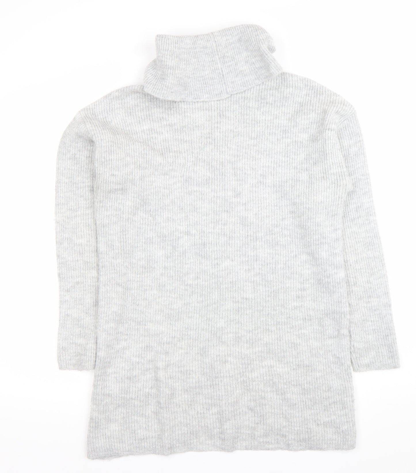 Lipsy Women’s Grey Cable Knit Roll Neck Long Sleeve Tunic Jumper UK 10