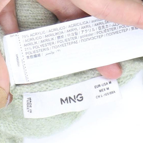 MNG Womens Green Floral Knit Scoop Neck Vest Jumper Top Size M