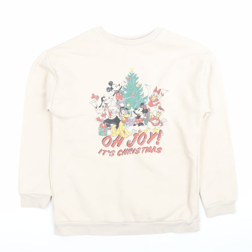 Disney at George Girls Beige Christmas Mickey Sweatshirt 9-10Y Pullover
