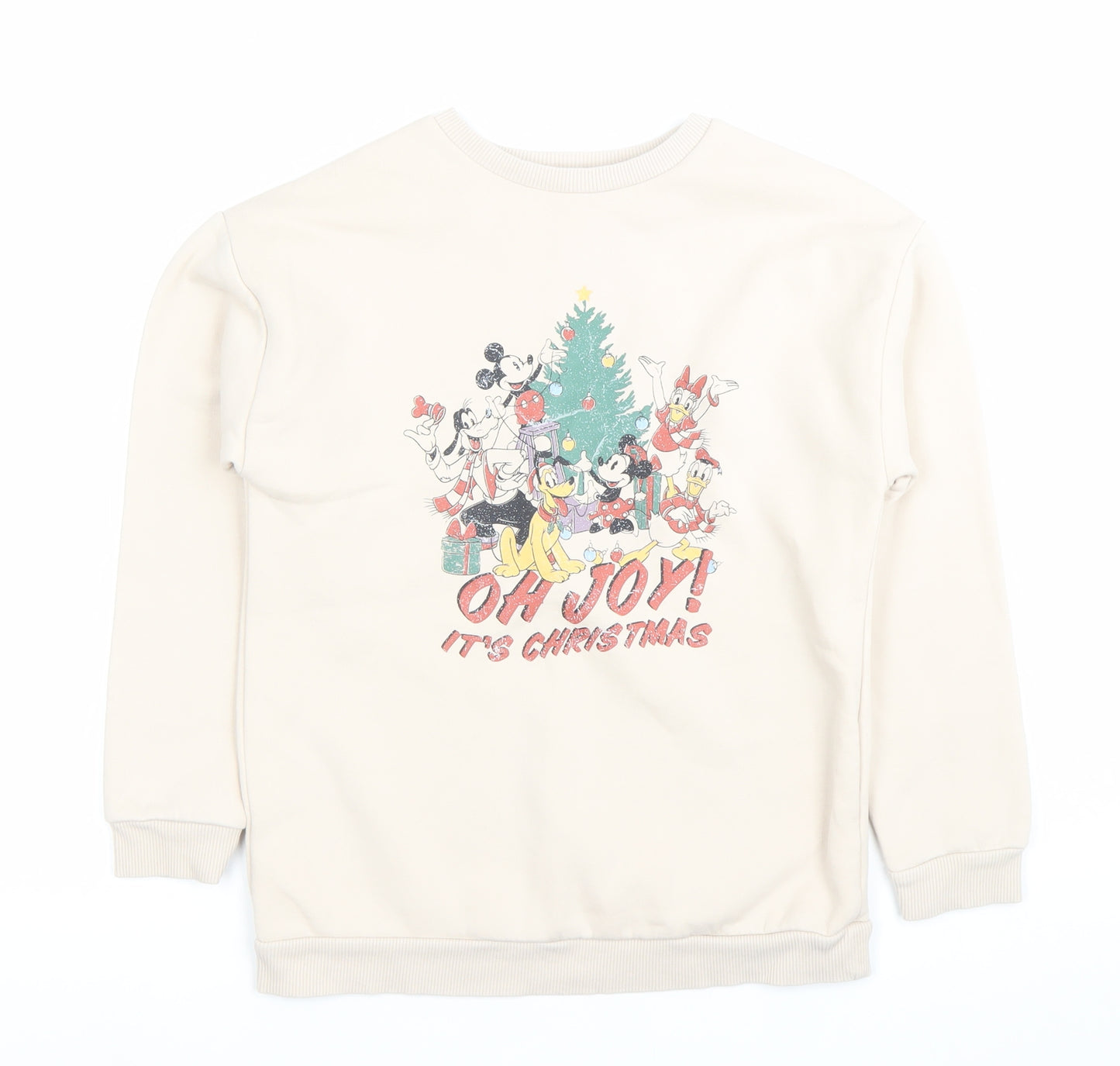Disney at George Girls Beige Christmas Mickey Sweatshirt 9-10Y Pullover