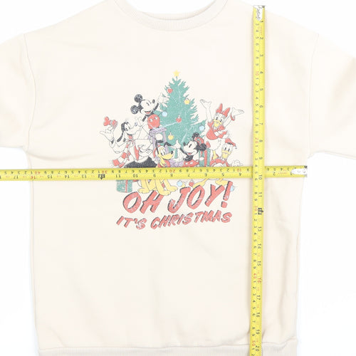 Disney at George Girls Beige Christmas Mickey Sweatshirt 9-10Y Pullover