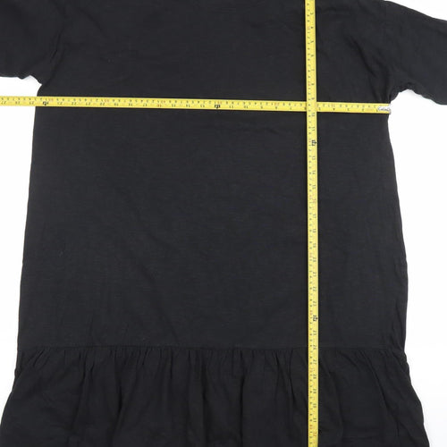 John Lewis Women Black Cotton 3/4 Sleeve T-Shirt Dress L