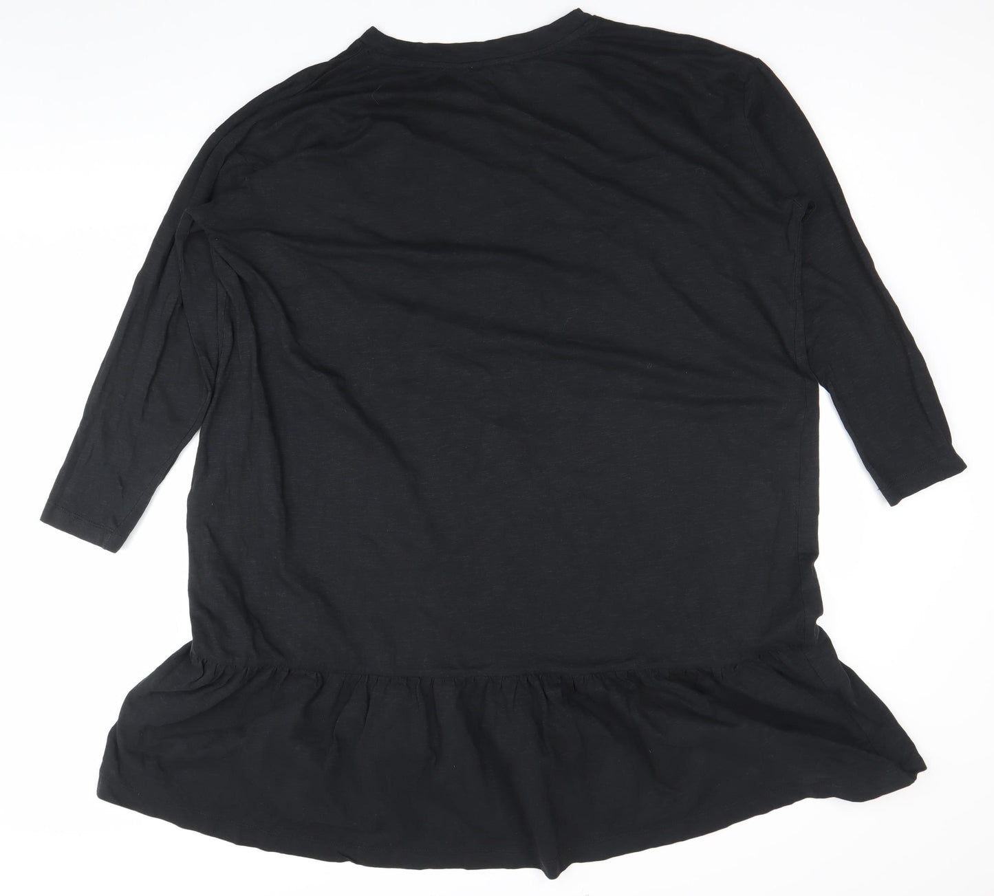 John Lewis Women Black Cotton 3/4 Sleeve T-Shirt Dress L