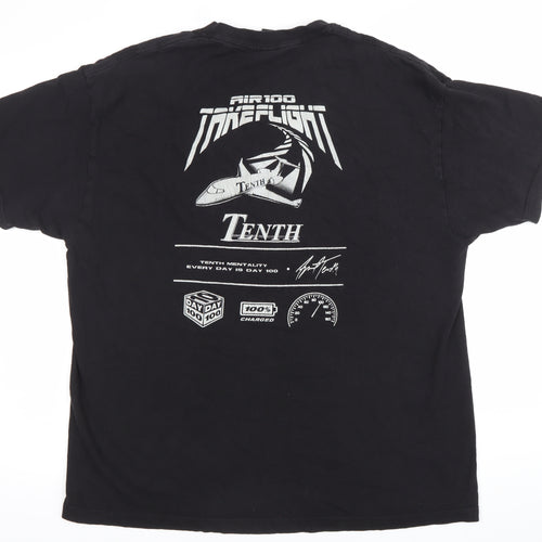 Tenth Men's Black XL Graphic Print Cotton T-Shirt