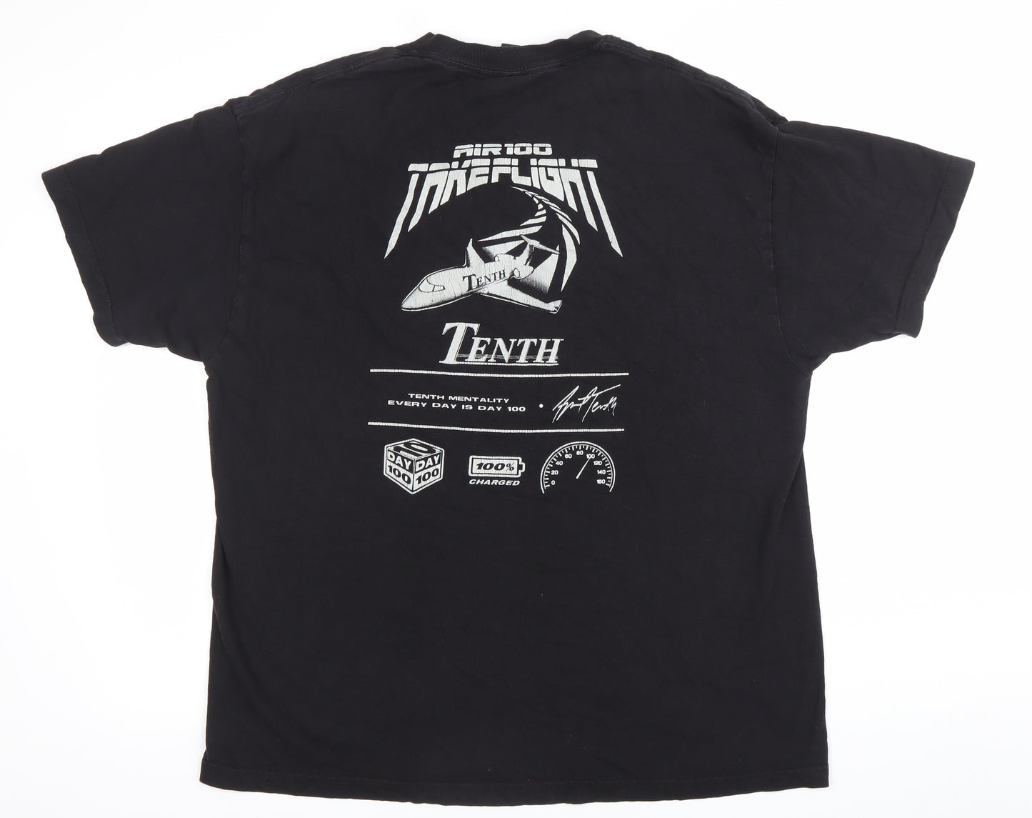 Tenth Men's Black XL Graphic Print Cotton T-Shirt