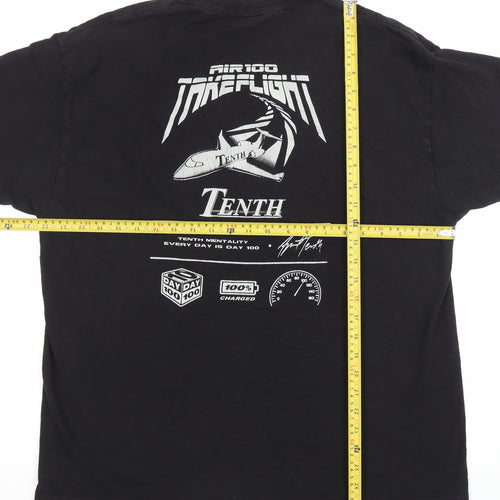 Tenth Men's Black XL Graphic Print Cotton T-Shirt