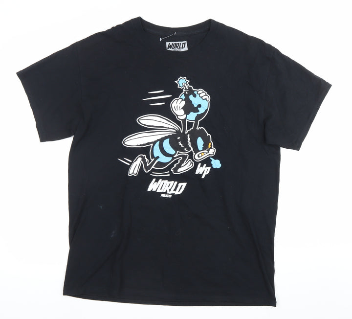 World Projects Men’s Black Graphic Print T-Shirt Size L