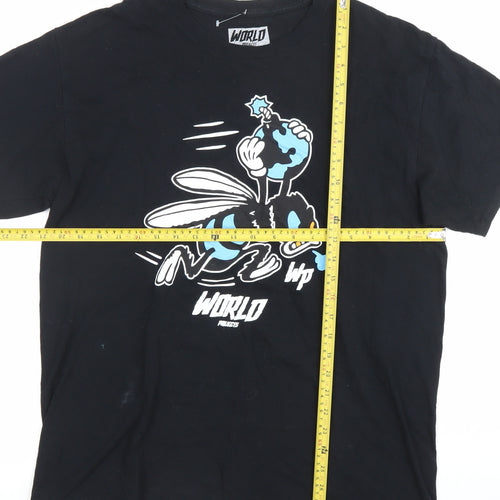 World Projects Men’s Black Graphic Print T-Shirt Size L