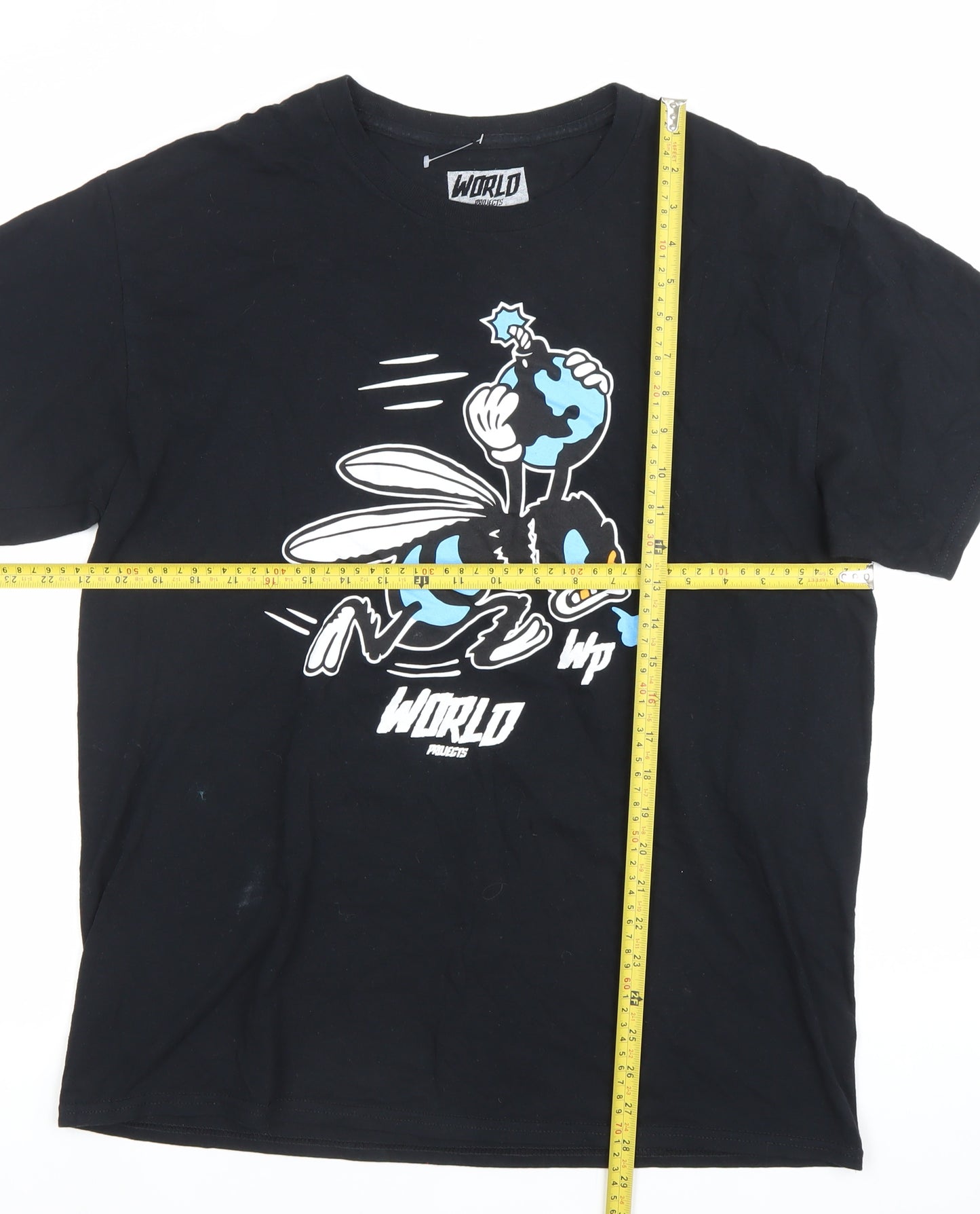 World Projects Men’s Black Graphic Print T-Shirt Size L