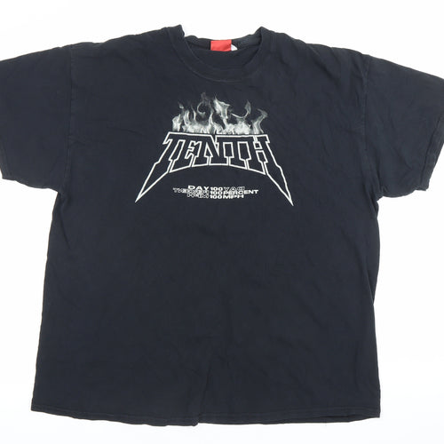 Honet Mens Black XL Rock Graphic T-Shirt Crew Neck 90s Vintage