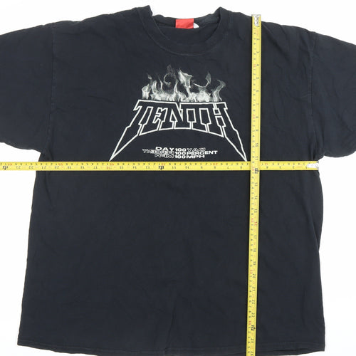 Honet Mens Black XL Rock Graphic T-Shirt Crew Neck 90s Vintage